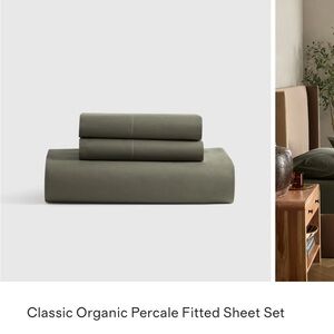 NWT Quince Organic Percale Fitted Sheet Set - Olive